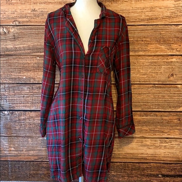 Victoria's Secret Tops - Victoria Secret• Sleep Shirt Plaid Green & Red